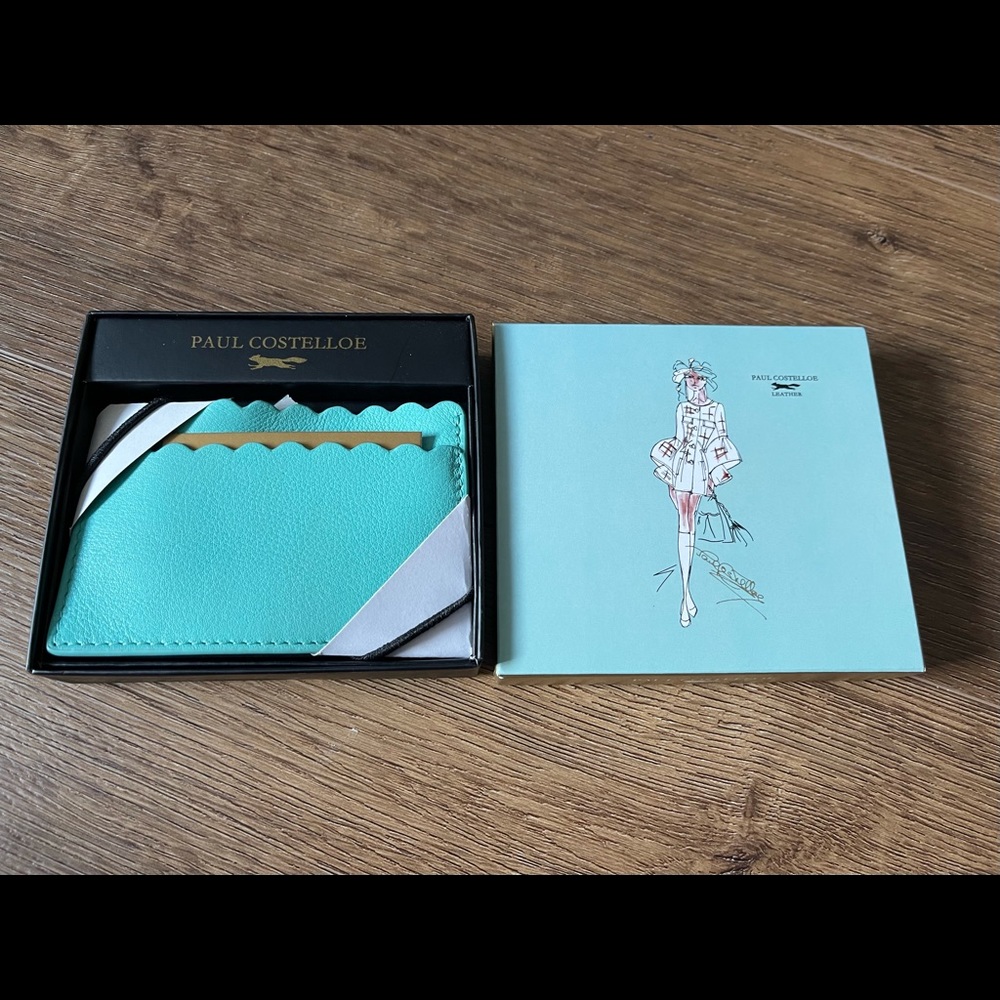 PAUL COSTELLOE-NWT/Box Blue Leather Card Holder
